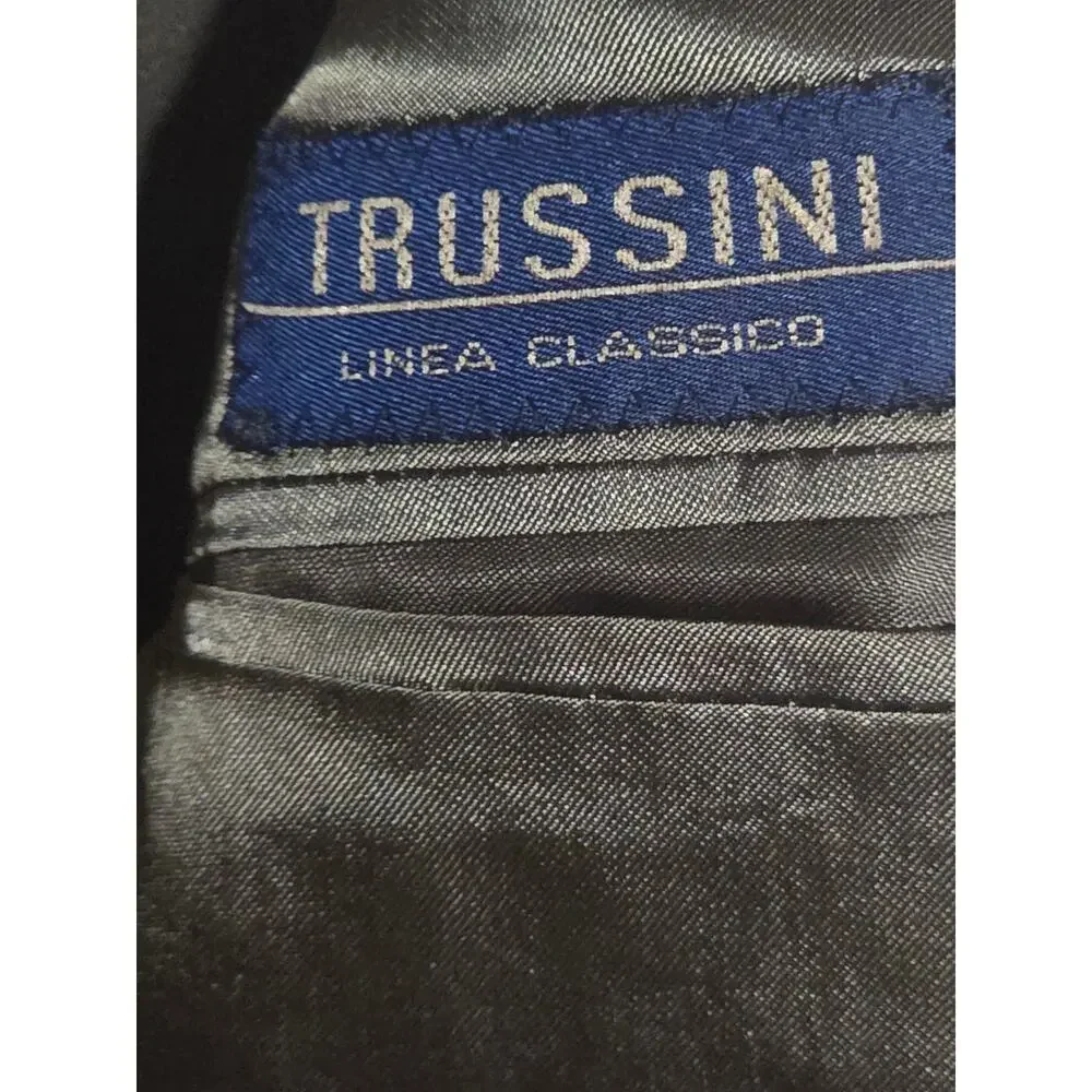 Trussini Linea Classico Wool Windowpane Blazer Suit Jacket Italy 38R EU 48
